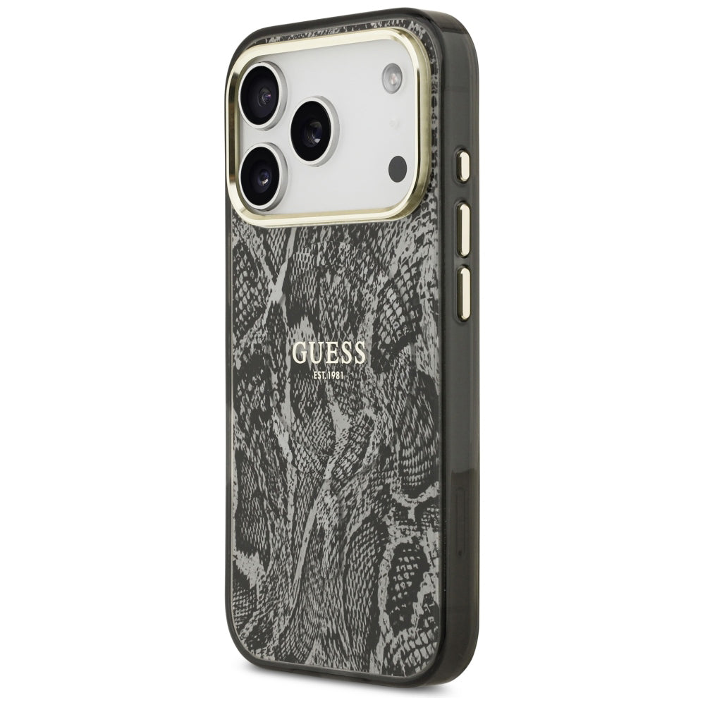 Coque MagSafe pour Apple iPhone 18 Pro / 17 Pro, Guess, Motif Python, Noire