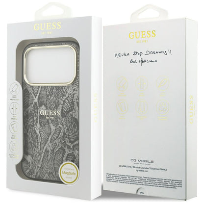 Coque MagSafe pour Apple iPhone 18 Pro / 17 Pro, Guess, Motif Python, Noire