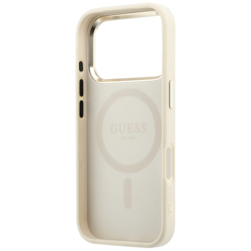 MagSafe-Hülle für Apple iPhone 18 Pro / 17 Pro, Guess, Saffiano Small 4G Classic, Beige