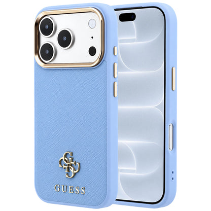 MagSafe-Hülle für Apple iPhone 18 Pro / 17 Pro, Guess, Saffiano Small 4G Classic, Blau