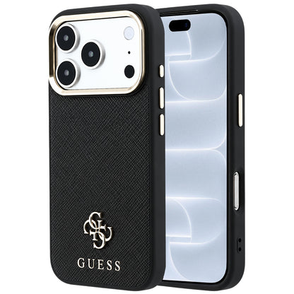 MagSafe-Hülle für Apple iPhone 18 Pro / 17 Pro, Guess, Saffiano Small 4G Classic, Schwarz