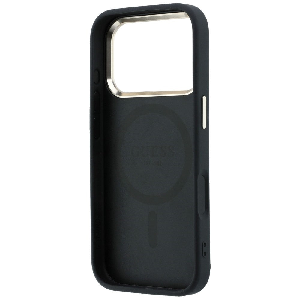 MagSafe-Hülle für Apple iPhone 18 Pro / 17 Pro, Guess, Saffiano Small 4G Classic, Schwarz