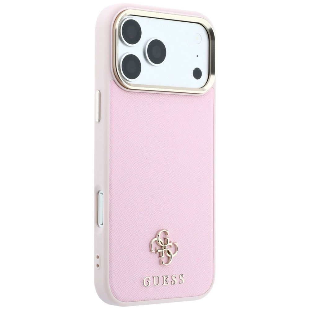 Coque MagSafe pour Apple iPhone 18 Pro / 17 Pro, Guess, Saffiano Small 4G Classic, rose