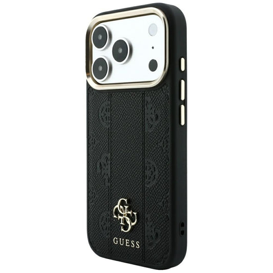 MagSafe-Hülle für Apple iPhone 18 Pro / 17 Pro, Guess, Stripe Peony 4G, Schwarz