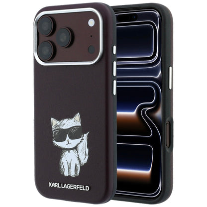 Coque MagSafe pour Apple iPhone 18 Pro / 17 Pro, Karl Lagerfeld, Choupette Sketch, Bordeaux