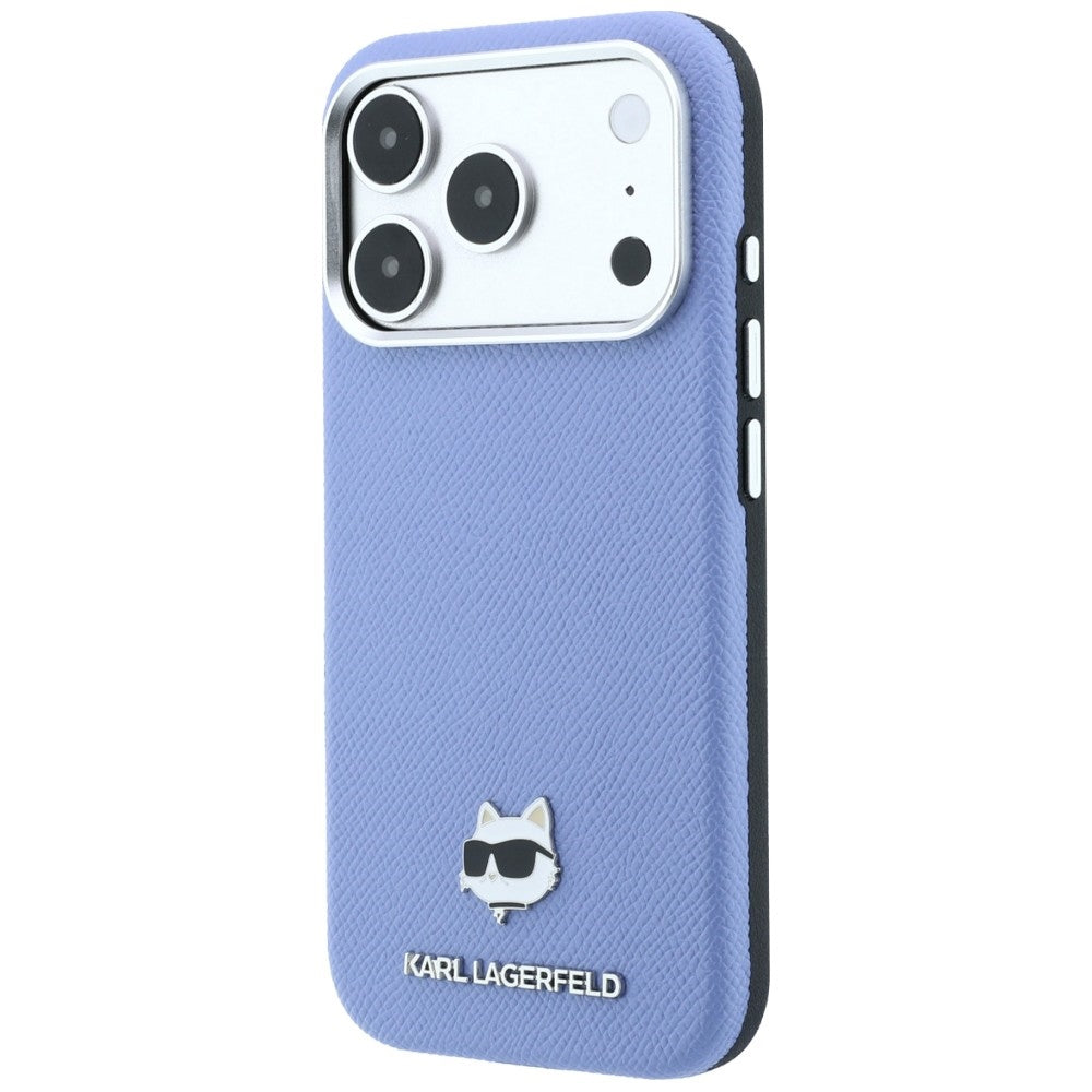 Coque MagSafe pour Apple iPhone 18 Pro / 17 Pro, Karl Lagerfeld, Grained Choupette Head, Bleu