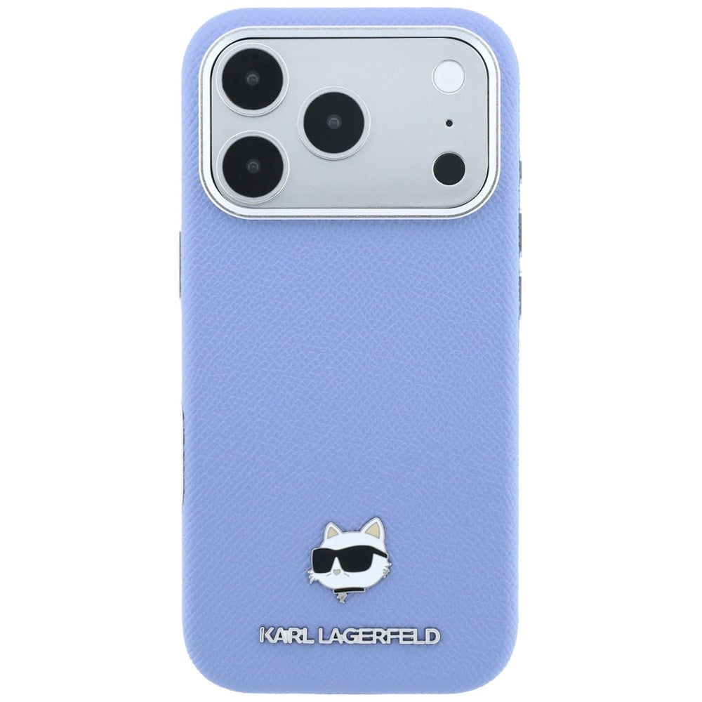 Coque MagSafe pour Apple iPhone 18 Pro / 17 Pro, Karl Lagerfeld, Grained Choupette Head, Bleu