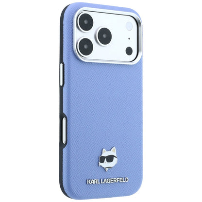 Coque MagSafe pour Apple iPhone 18 Pro / 17 Pro, Karl Lagerfeld, Grained Choupette Head, Bleu