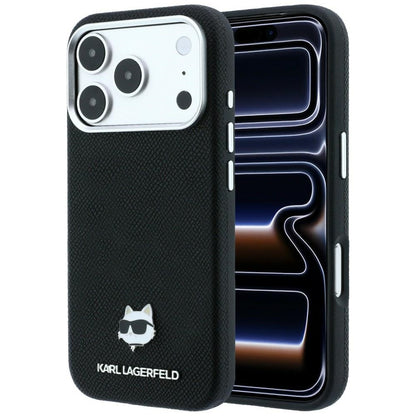 MagSafe-Hülle für Apple iPhone 18 Pro / 17 Pro, Karl Lagerfeld, Grained Choupette Head, Schwarz