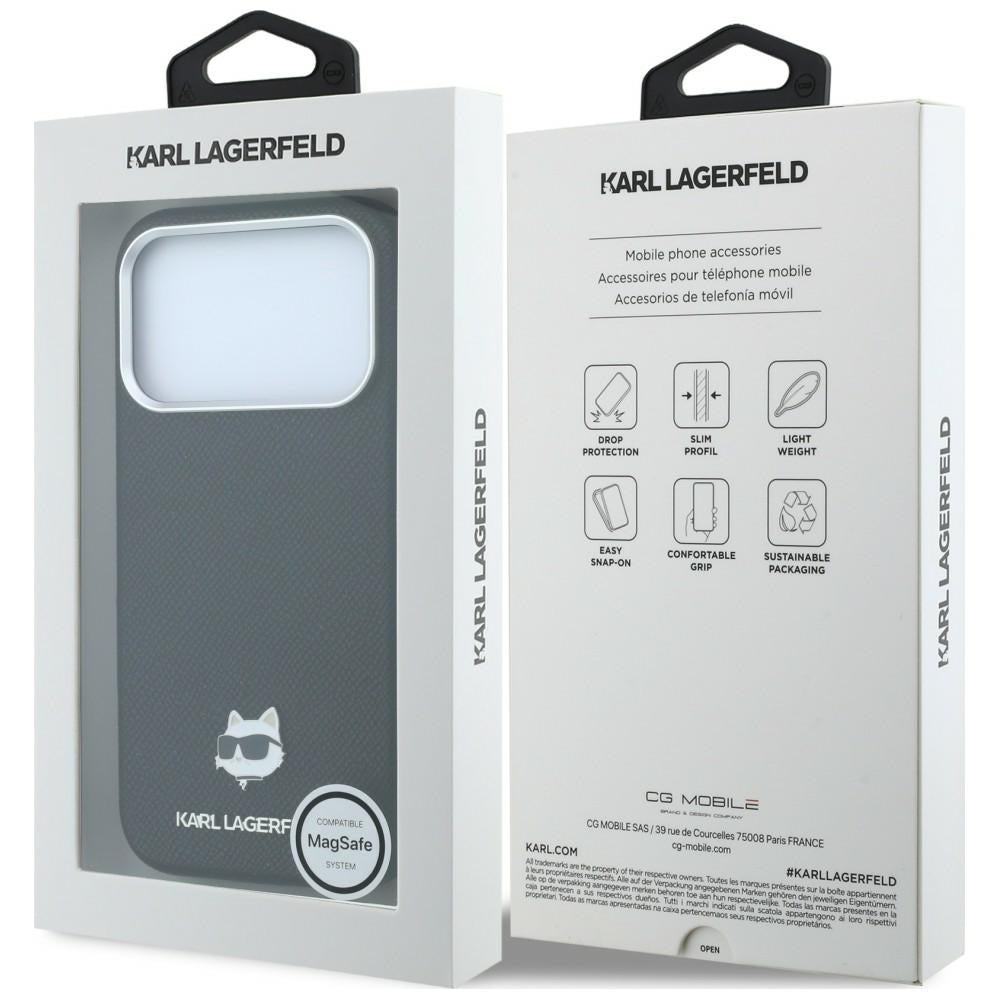 MagSafe-Hülle für Apple iPhone 18 Pro / 17 Pro, Karl Lagerfeld, Grained Choupette Head, Schwarz