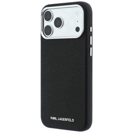 Coque MagSafe pour Apple iPhone 18 Pro / 17 Pro, Karl Lagerfeld, Logo Allongé Grainé, Noire