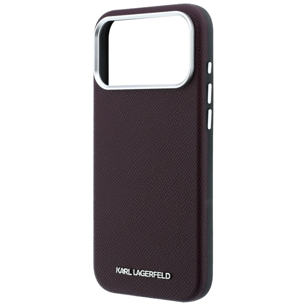 MagSafe-Hülle für Apple iPhone 18 Pro / 17 Pro, Karl Lagerfeld, geprägtes längliches Logo, Weinrot