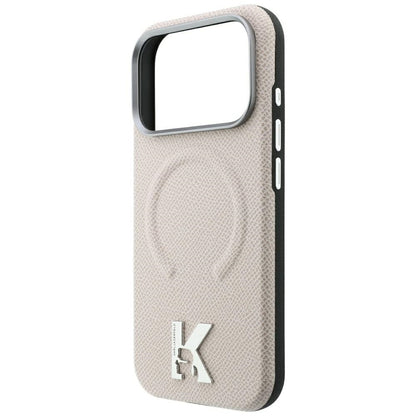 MagSafe-Hülle für Apple iPhone 18 Pro / 17 Pro, Karl Lagerfeld, geprägter Ring mit Körnung, Beige