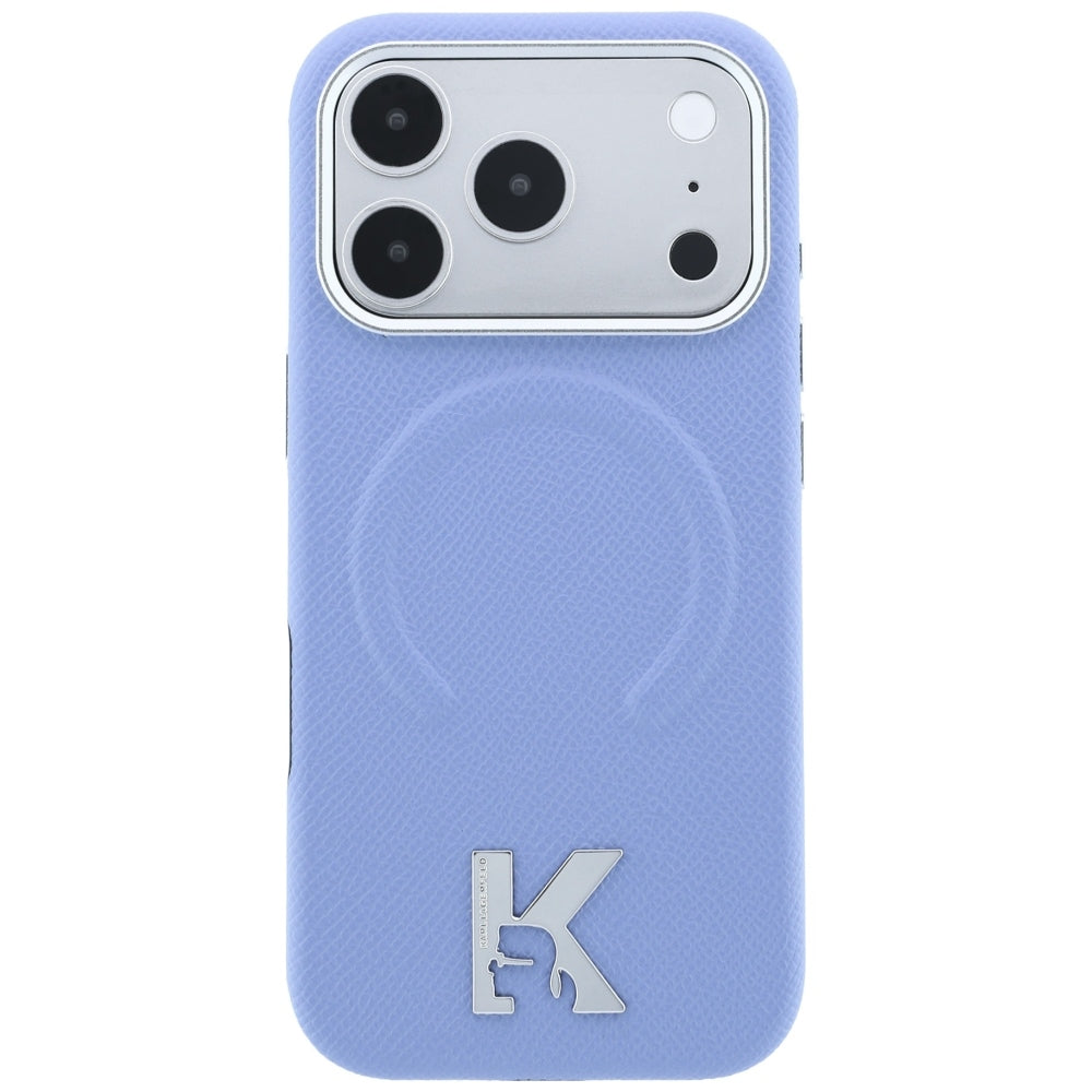 Coque MagSafe pour Apple iPhone 18 Pro / 17 Pro, Karl Lagerfeld, Grained Embossed Ring, bleu