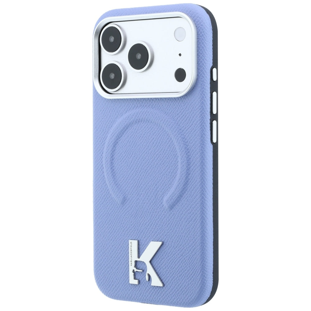 Coque MagSafe pour Apple iPhone 18 Pro / 17 Pro, Karl Lagerfeld, Grained Embossed Ring, bleu