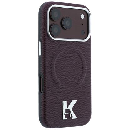 MagSafe-Hülle für Apple iPhone 18 Pro / 17 Pro, Karl Lagerfeld, genarbter geprägter Ring, Weinrot