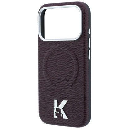 MagSafe-Hülle für Apple iPhone 18 Pro / 17 Pro, Karl Lagerfeld, genarbter geprägter Ring, Weinrot