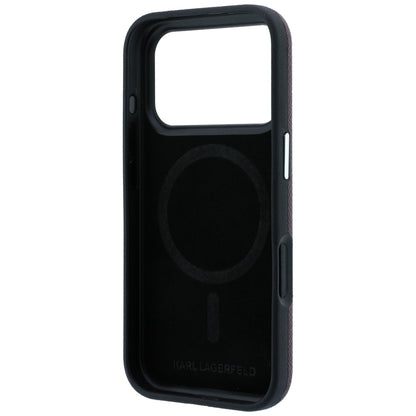 Coque MagSafe pour Apple iPhone 18 Pro / 17 Pro, Karl Lagerfeld, Métal Grainé Tête de Karl, Bordeaux