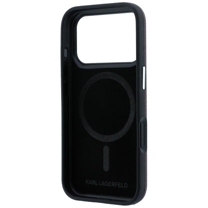 Coque MagSafe pour Apple iPhone 18 Pro / 17 Pro, Karl Lagerfeld, Grained KC Heads, Bordeaux