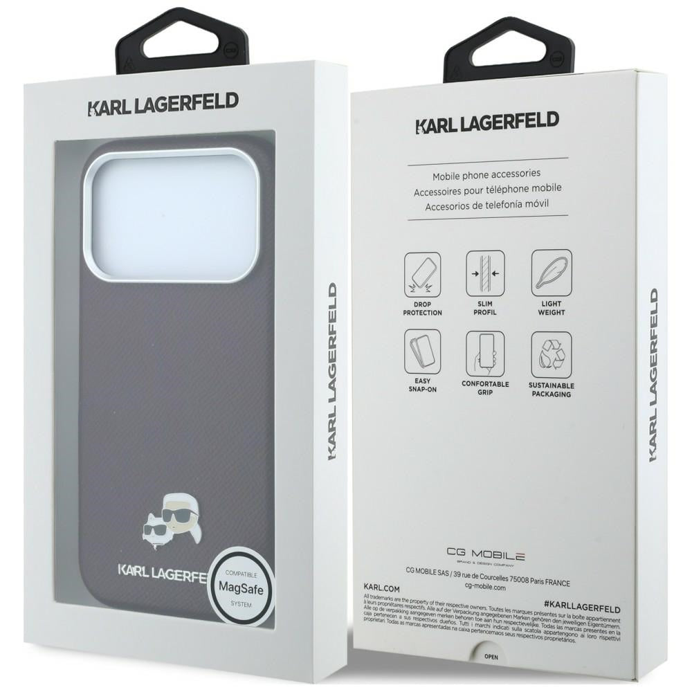Coque MagSafe pour Apple iPhone 18 Pro / 17 Pro, Karl Lagerfeld, Grained KC Heads, Bordeaux