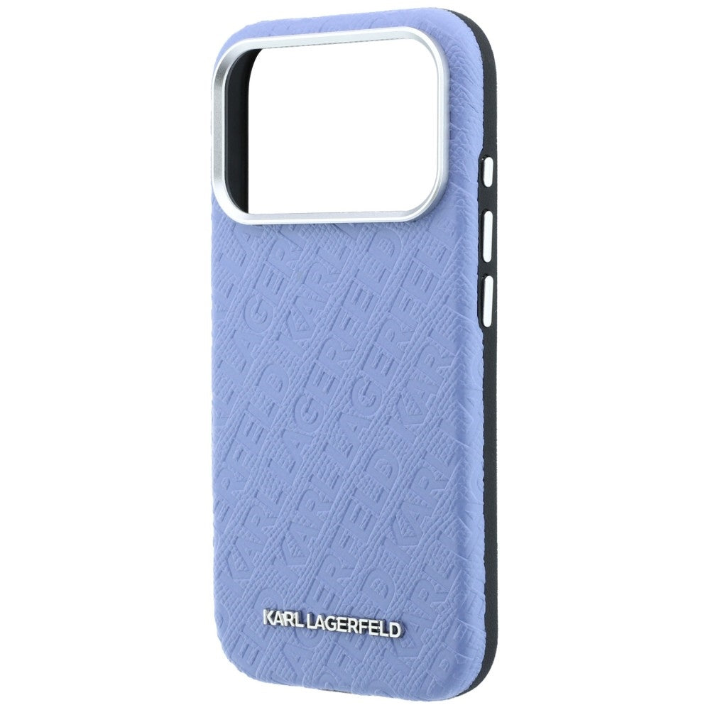 MagSafe Case for Apple iPhone 18 Pro / 17 Pro, Karl Lagerfeld, Grained Metal Logo, Blue