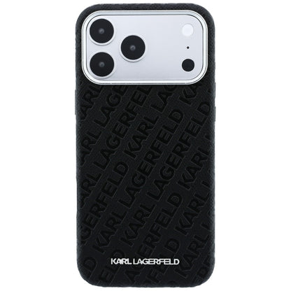 MagSafe Case for Apple iPhone 18 Pro / 17 Pro, Karl Lagerfeld, Grained Metal Logo, Black