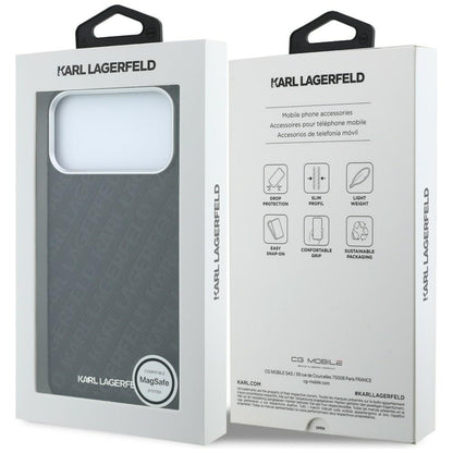 MagSafe Case for Apple iPhone 18 Pro / 17 Pro, Karl Lagerfeld, Grained Metal Logo, Black