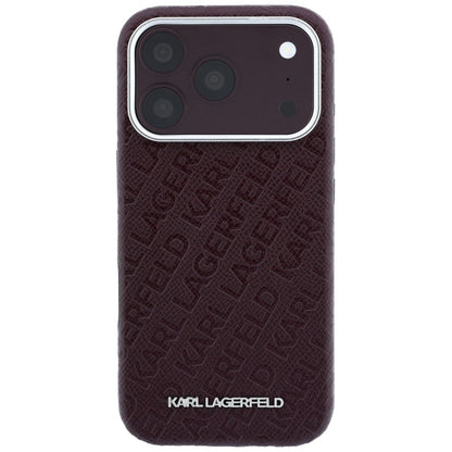 MagSafe-hoesje voor Apple iPhone 18 Pro / 17 Pro, Karl Lagerfeld, Gegranuleerd metalen logo, Bordeaux