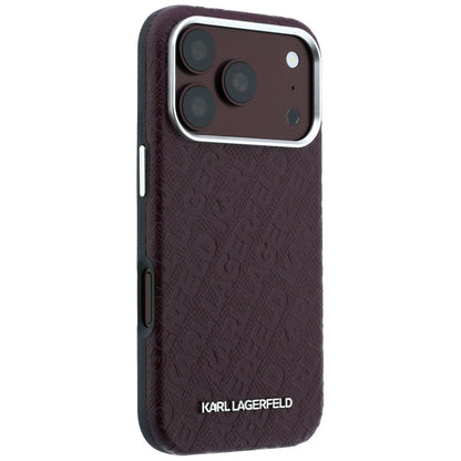 MagSafe-hoesje voor Apple iPhone 18 Pro / 17 Pro, Karl Lagerfeld, Gegranuleerd metalen logo, Bordeaux