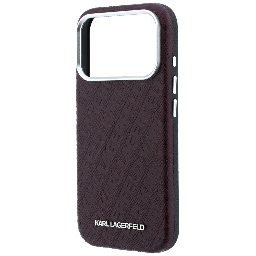 MagSafe-hoesje voor Apple iPhone 18 Pro / 17 Pro, Karl Lagerfeld, Gegranuleerd metalen logo, Bordeaux