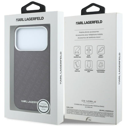 MagSafe-hoesje voor Apple iPhone 18 Pro / 17 Pro, Karl Lagerfeld, Gegranuleerd metalen logo, Bordeaux