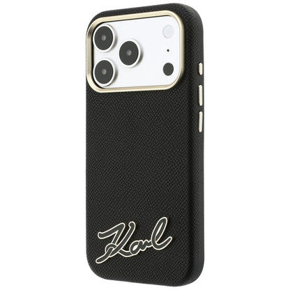 MagSafe-hoes voor Apple iPhone 18 Pro / 17 Pro, Karl Lagerfeld, Gegranuleerd Resin Sign Logo, Zwart