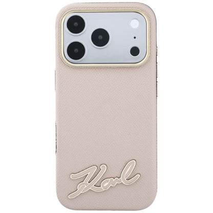 MagSafe-Hülle für Apple iPhone 18 Pro / 17 Pro, Karl Lagerfeld, geprägtes Harz-Signatur-Logo, Rosa