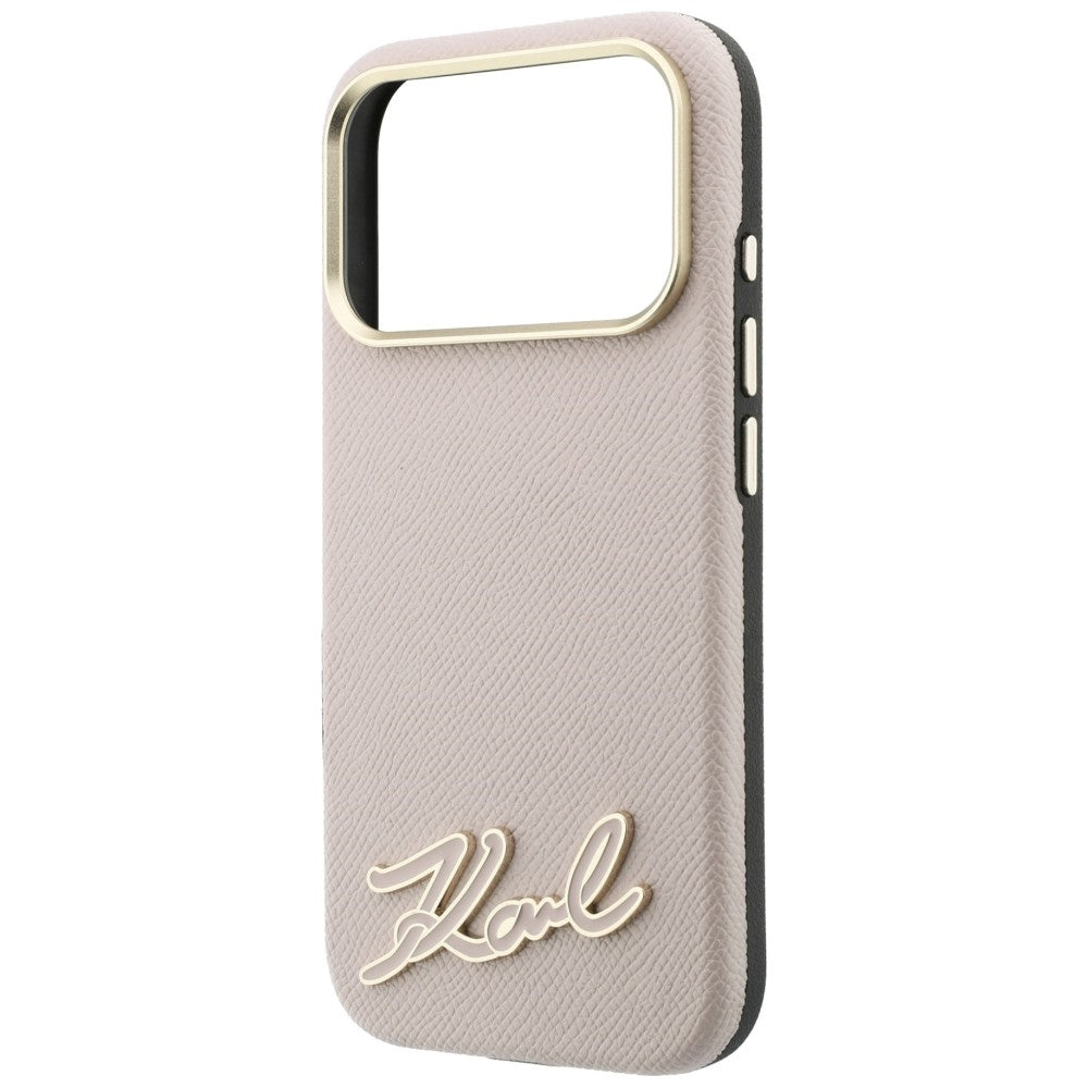 MagSafe-Hülle für Apple iPhone 18 Pro / 17 Pro, Karl Lagerfeld, geprägtes Harz-Signatur-Logo, Rosa