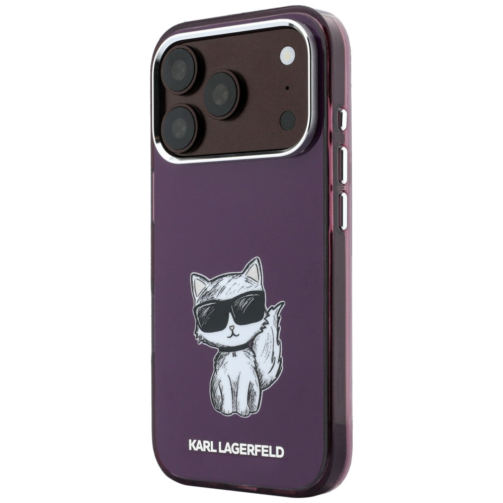 Coque MagSafe pour Apple iPhone 18 Pro / 17 Pro, Karl Lagerfeld, HC IML Choupette Body Sketch Print, Bordeaux