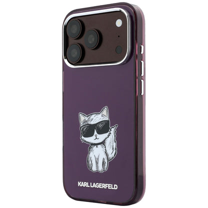Coque MagSafe pour Apple iPhone 18 Pro / 17 Pro, Karl Lagerfeld, HC IML Choupette Body Sketch Print, Bordeaux