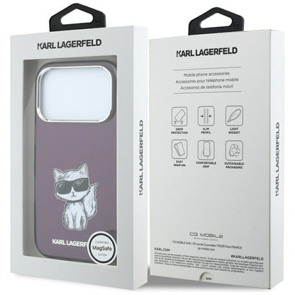 Coque MagSafe pour Apple iPhone 18 Pro / 17 Pro, Karl Lagerfeld, HC IML Choupette Body Sketch Print, Bordeaux