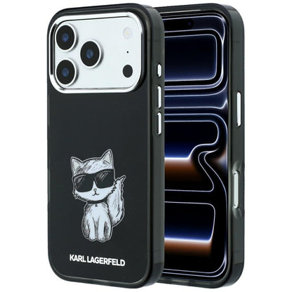 MagSafe-Hülle für Apple iPhone 18 Pro / 17 Pro, Karl Lagerfeld, IML Choupette Body Sketch Print, Schwarz