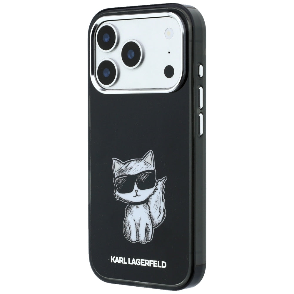 MagSafe-Hülle für Apple iPhone 18 Pro / 17 Pro, Karl Lagerfeld, IML Choupette Body Sketch Print, Schwarz