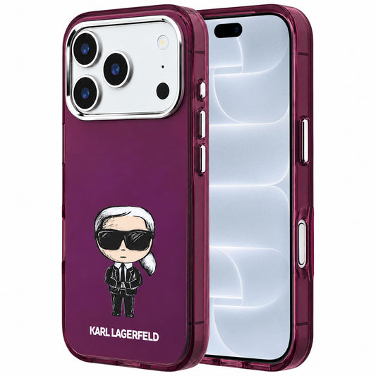 Coque MagSafe pour Apple iPhone 18 Pro / 17 Pro, Karl Lagerfeld, HC IML Ikonik Sketch Print, bordeaux