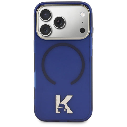 Coque MagSafe pour Apple iPhone 18 Pro / 17 Pro, Karl Lagerfeld, logo IML Karl Head, bleue