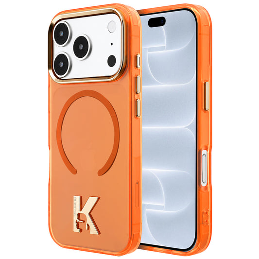 Coque MagSafe pour Apple iPhone 18 Pro / 17 Pro, Karl Lagerfeld, IML Karl Head Logo, orange