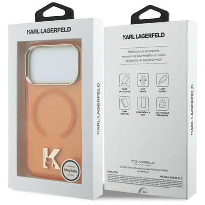 Coque MagSafe pour Apple iPhone 18 Pro / 17 Pro, Karl Lagerfeld, IML Karl Head Logo, orange