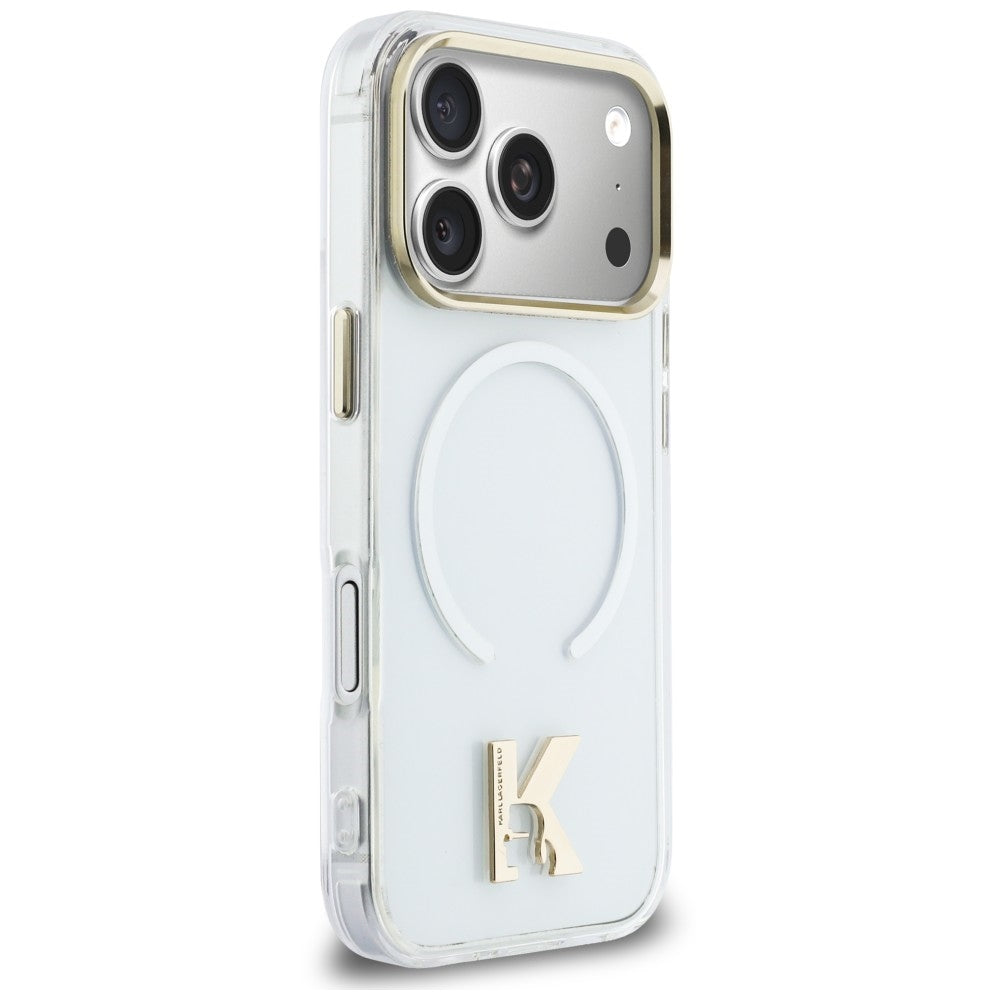 Coque MagSafe pour Apple iPhone 18 Pro / 17 Pro, Karl Lagerfeld, IML Karl Head Logo, transparente
