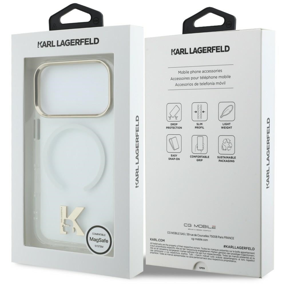 Coque MagSafe pour Apple iPhone 18 Pro / 17 Pro, Karl Lagerfeld, IML Karl Head Logo, transparente