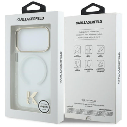 Coque MagSafe pour Apple iPhone 18 Pro / 17 Pro, Karl Lagerfeld, IML Karl Head Logo, transparente