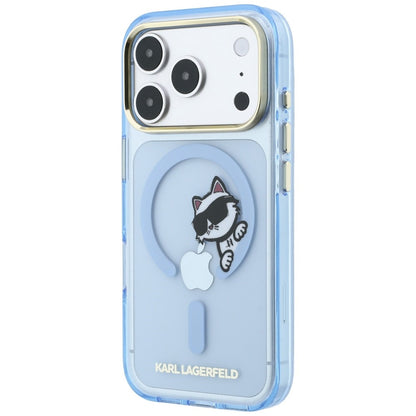 MagSafe-Hülle für Apple iPhone 18 Pro / 17 Pro, Karl Lagerfeld, IML Peekaboo Print Metallrahmen, Blau