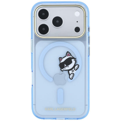 MagSafe-Hülle für Apple iPhone 18 Pro / 17 Pro, Karl Lagerfeld, IML Peekaboo Print Metallrahmen, Blau