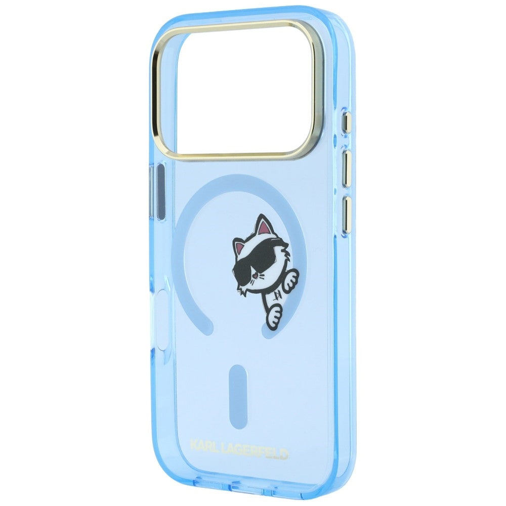 MagSafe-Hülle für Apple iPhone 18 Pro / 17 Pro, Karl Lagerfeld, IML Peekaboo Print Metallrahmen, Blau