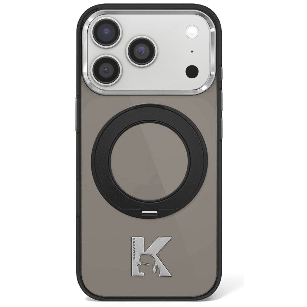 MagSafe Case for Apple iPhone 18 Pro / 17 Pro, Karl Lagerfeld, IML Ring Stand Kameo Metal, Black